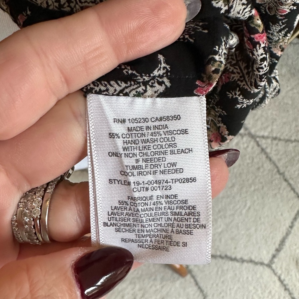 Joie Laurina Pattern Mic Flutter Sleeve Cotton Bl… - image 7